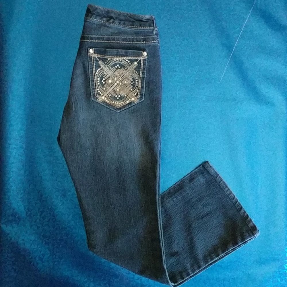 Nine West Womens Jeans with Rhinestones on Pockets